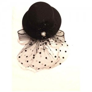 Карнавальная шляпа-заколка с вуалеткой Черная СмеХторг. Цвет: черный