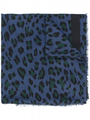 Платок с леопардовым принтом Mulberry. Цвет: синий