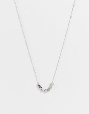 Серебристое ожерелье из нержавеющей стали с плоскими круглыми бусинами -Серебристый Tommy Hilfiger