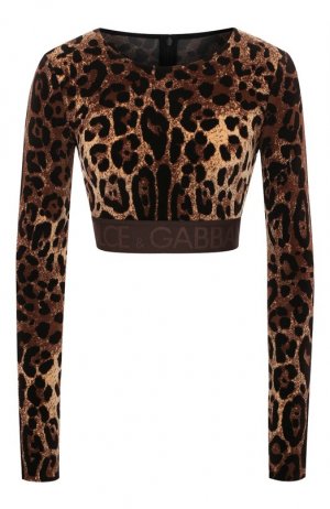 Хлопковый топ Dolce & Gabbana. Цвет: леопардовый
