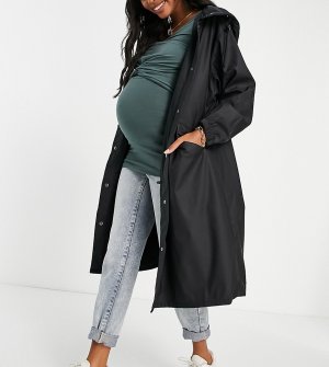 Черный прорезиненный дождевик миди ASOS DESIGN Maternity-Черный цвет Maternity