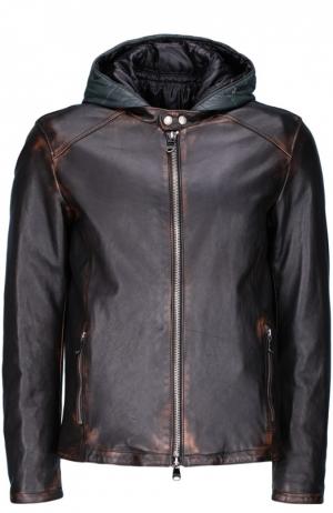 Двухсторонняя кожаная куртка Delan. Цвет: темно-коричневый