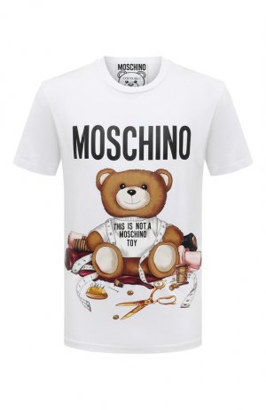 Хлопковая футболка Moschino. Цвет: белый