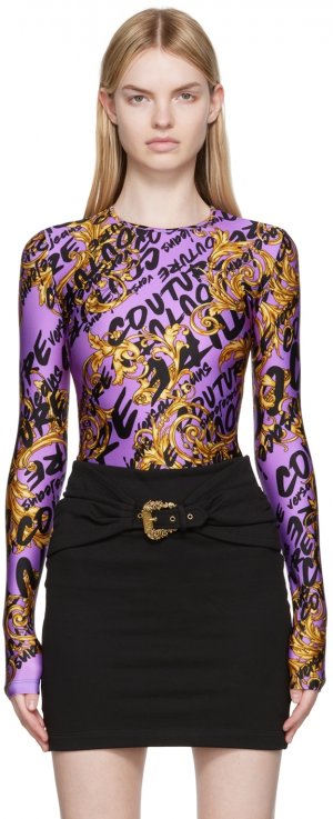 Пурпурное нейлоновое боди Versace Jeans Couture