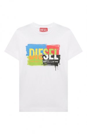 Хлопковая футболка Diesel. Цвет: белый
