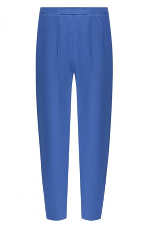 Укороченные льняные брюки 120% Lino. Цвет: синий