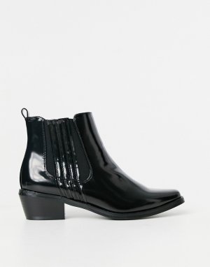 Черные блестящие ботинки челси -Черный цвет Glamorous