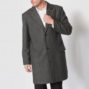 Пальто твидовое с рукавами ¾, узором шеврон CASTALUNA FOR MEN. Цвет: серый