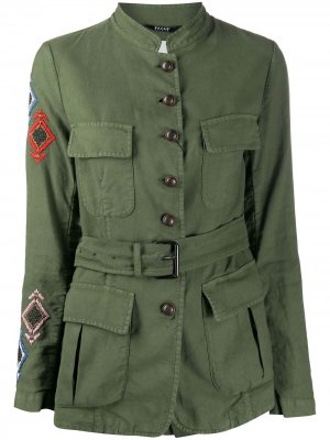 Куртка в стиле милитари с вышивкой Bazar Deluxe. Цвет: зеленый