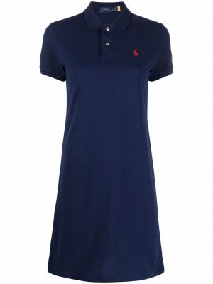 Платье с вышивкой Polo Ralph Lauren. Цвет: синий