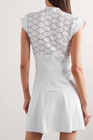 L'ETOILE SPORT теннисное платье из стрейч-джерси с отделкой бродери англез, белый L'Etoile