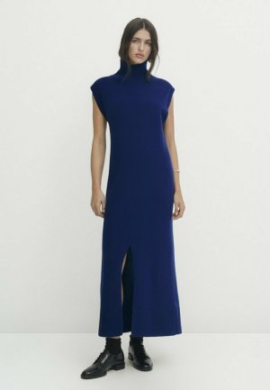 Длинное платье High Neck With Opening , цвет royal blue Massimo Dutti