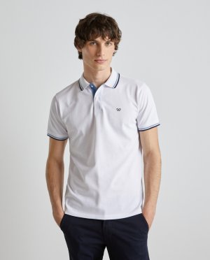 Однотонная мужская рубашка-поло с короткими рукавами , белый Easy Wear