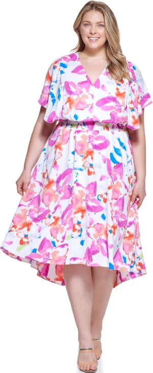 Свободное платье больших размеров с развевающимися рукавами , цвет Flamingo DKNY