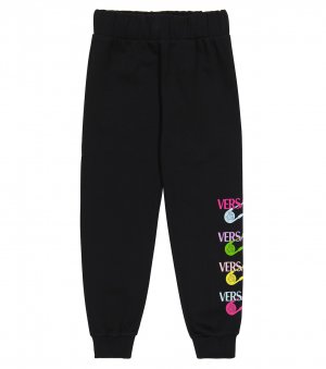 Хлопковые спортивные штаны с логотипом Safety Pin, черный Versace