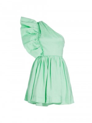 Мини-платье Bonjour на одно плечо , зеленый Aje