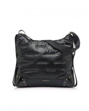 Женская сумка через плечо из черной стеганой ткани с золотыми деталями , черный Mariamare