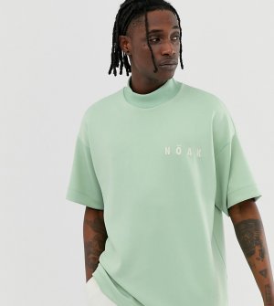 Сине-зеленая oversize-футболка с фирменным логотипом -Зеленый Noak
