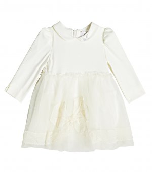 Детское трикотажное платье с воротником , белый Monnalisa