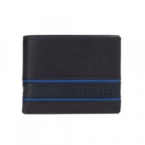 Бумажник, черный, синий BIKKEMBERGS. Цвет: черный/черный-синий/синий