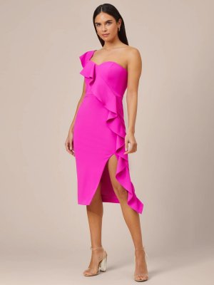 Коктейльное платье из крепа Aidan by Knit , розовое пламя Adrianna Papell