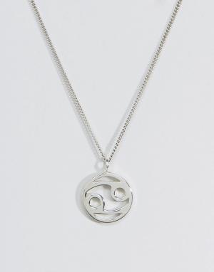 Серебряное ожерелье со знаком зодиака Рак Fashionology. Цвет: серебряный