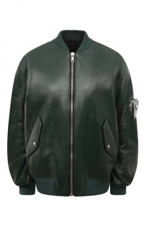 Кожаная куртка Prada. Цвет: зелёный