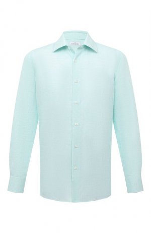 Льняная рубашка Giampaolo. Цвет: голубой