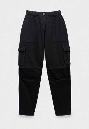 Брюки Forte frosted cotton twill cargo pants noir. Цвет: черный