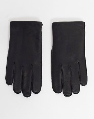 Черные кожаные перчатки Hugo Boss-Черный BOSS by