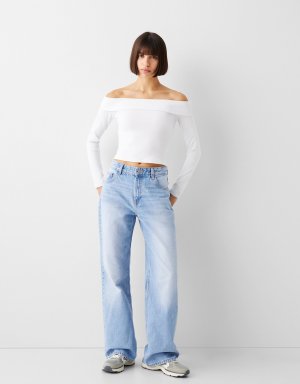 Широкие джинсы в стиле 90-х , синий Bershka