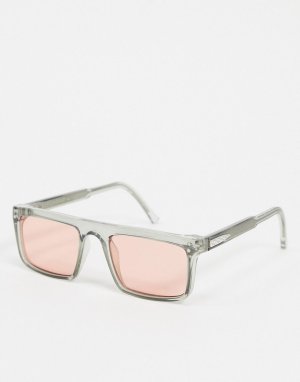 Серые квадратные солнцезащитные очки с розовыми стеклами -Зеленый Spitfire