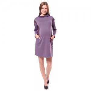 Платье трикотажное А силуэта комбинированное (фиолетовый/баклажан) Mammy Size 50710615 (Фиолетовый; Размер 46) MammySize. Цвет: фиолетовый