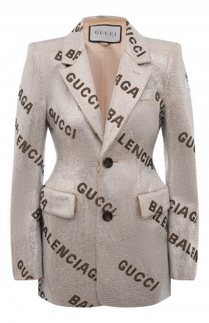 Жакет с отделкой стразами x Balenciaga Gucci. Цвет: серебряный