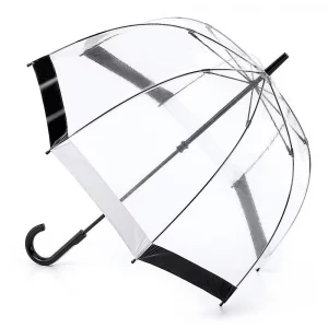 Зонт-трость женский механический L041 черный/белый Fulton