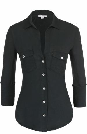 Приталенная блуза с укороченным рукавом James Perse. Цвет: хаки