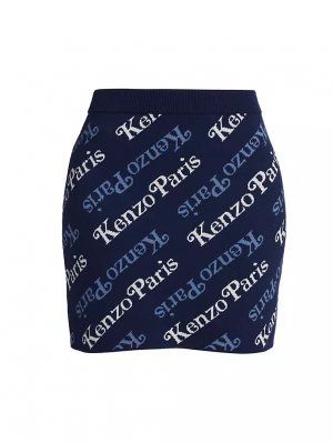 Мини-юбка из хлопка и шерсти с логотипом x Verdy , синий Kenzo