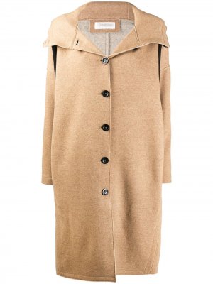 Однобортное пальто с капюшоном Zanone. Цвет: коричневый
