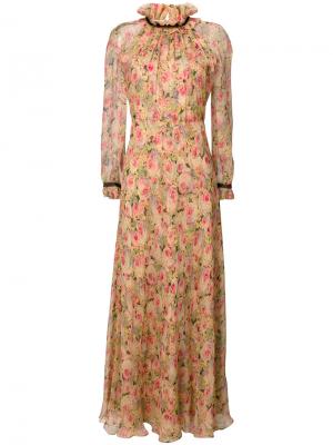 Длинное платье с цветами Vilshenko. Цвет: многоцветный