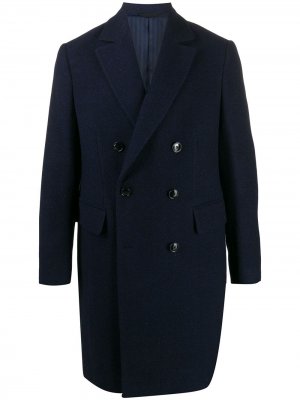Пальто с узором в елочку MP Massimo Piombo. Цвет: синий