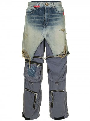 Деконструированные брюки Maison Mihara Yasuhiro. Цвет: синий