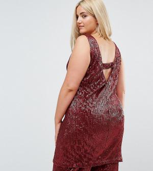 Платье-футляр с пайетками и V-образным вырезом на спине -Красный Elvi