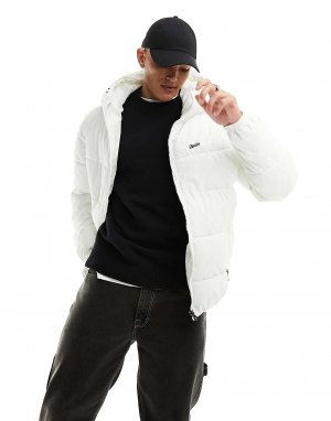 Белая куртка-пуховик с капюшоном Pull&Bear. Цвет: белый