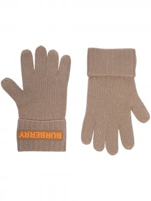 Кашемировые перчатки с логотипом Burberry. Цвет: бежевый