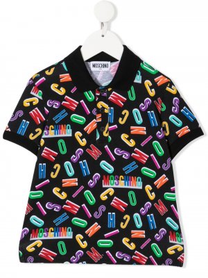 Рубашка поло с логотипом Moschino Kids. Цвет: черный