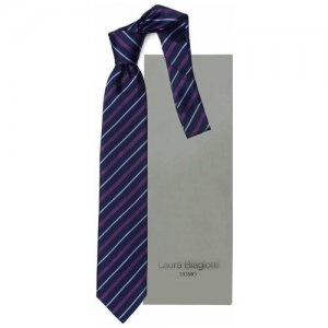 Синий галстук в диагональную полоску 822006 Laura Biagiotti