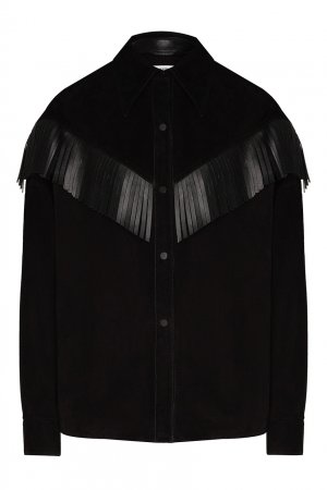 Черная замшевая рубашка с бахромой Izeta. Цвет: черный