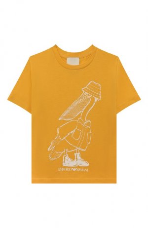 Хлопковая футболка Emporio Armani. Цвет: жёлтый