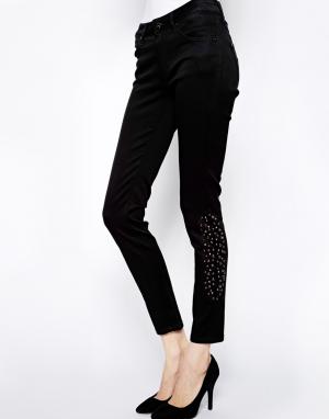 Черные джинсы скинни с заклепками Medusa James Jeans. Цвет: medusa black studded