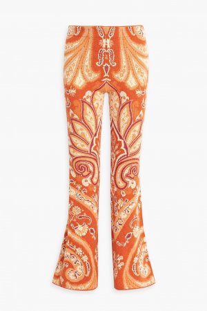 Расклешенные брюки жаккардовой вязки из смесовой шерсти ETRO, оранжевый Etro